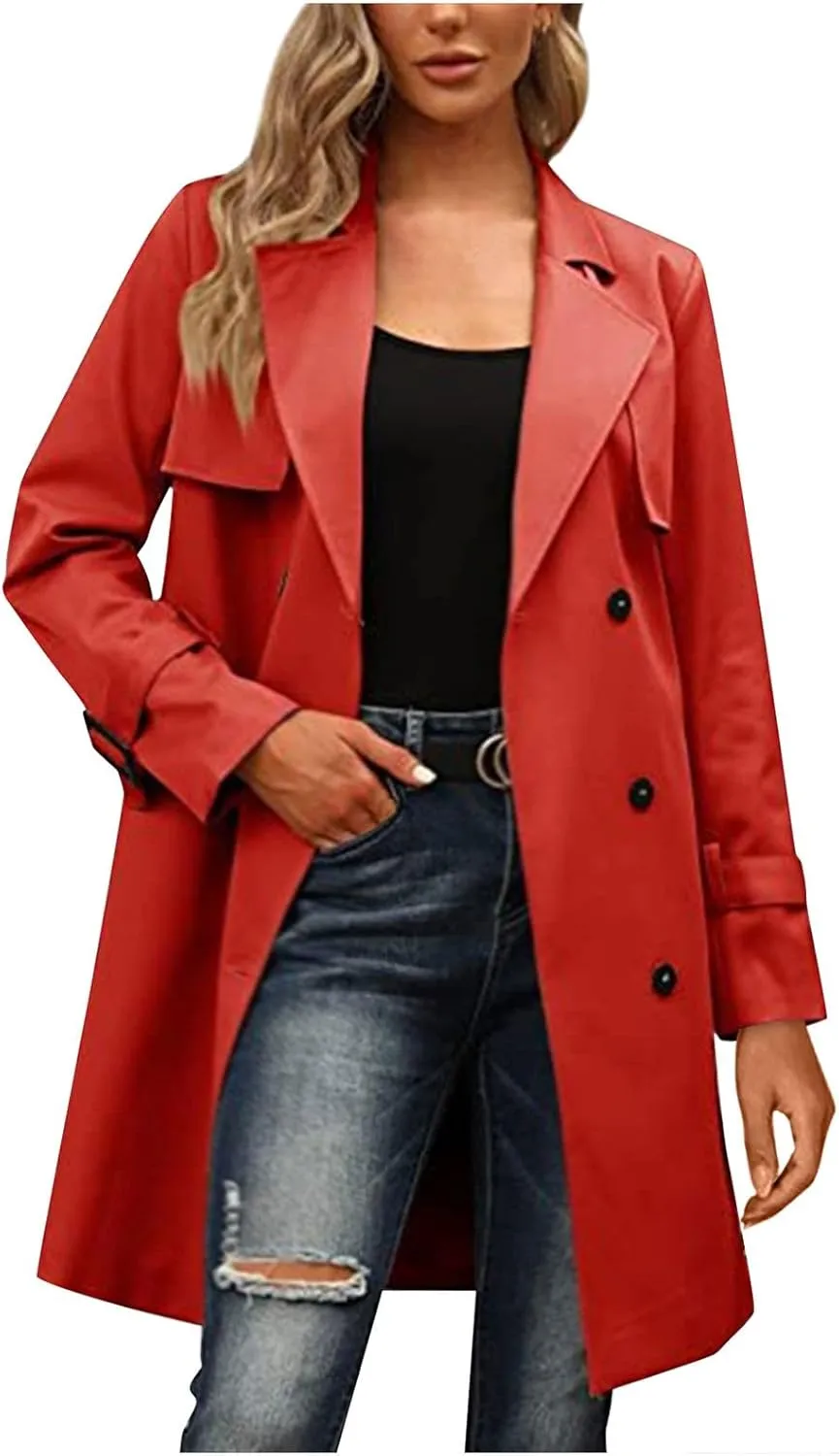 Women's Wool Coats Fashion Autumn And Winter Long-Sleeved Lapel Tweed Coat Windbreaker Jacket, M-3XL