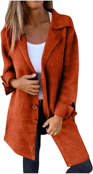 Wool Coat for Women Double Breasted Notch Lapel Trench Caot Elegant Mid-Long Windproof Warm Winter Jackets Outwear