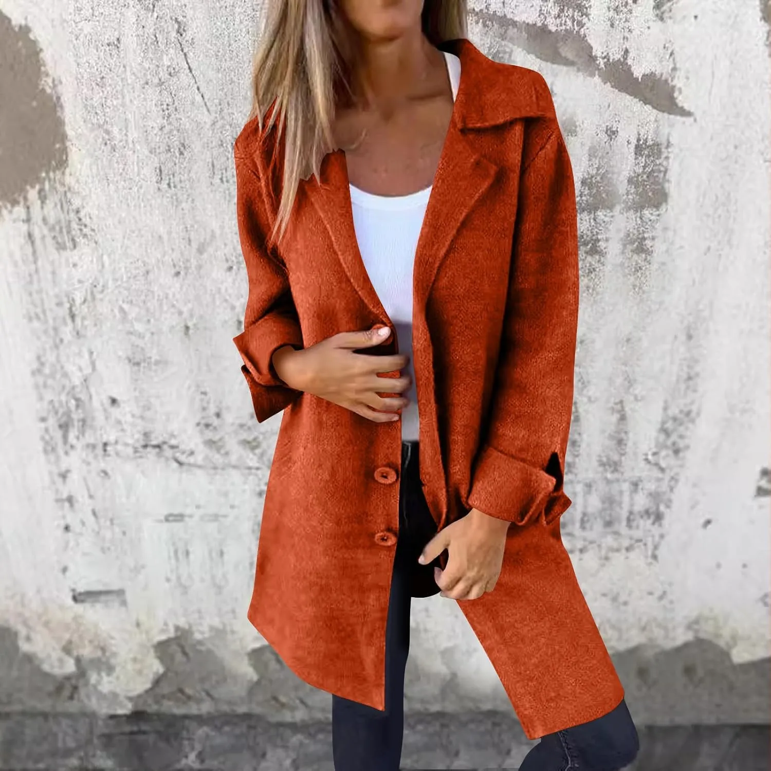 Wool Coat for Women Double Breasted Notch Lapel Trench Caot Elegant Mid-Long Windproof Warm Winter Jackets Outwear