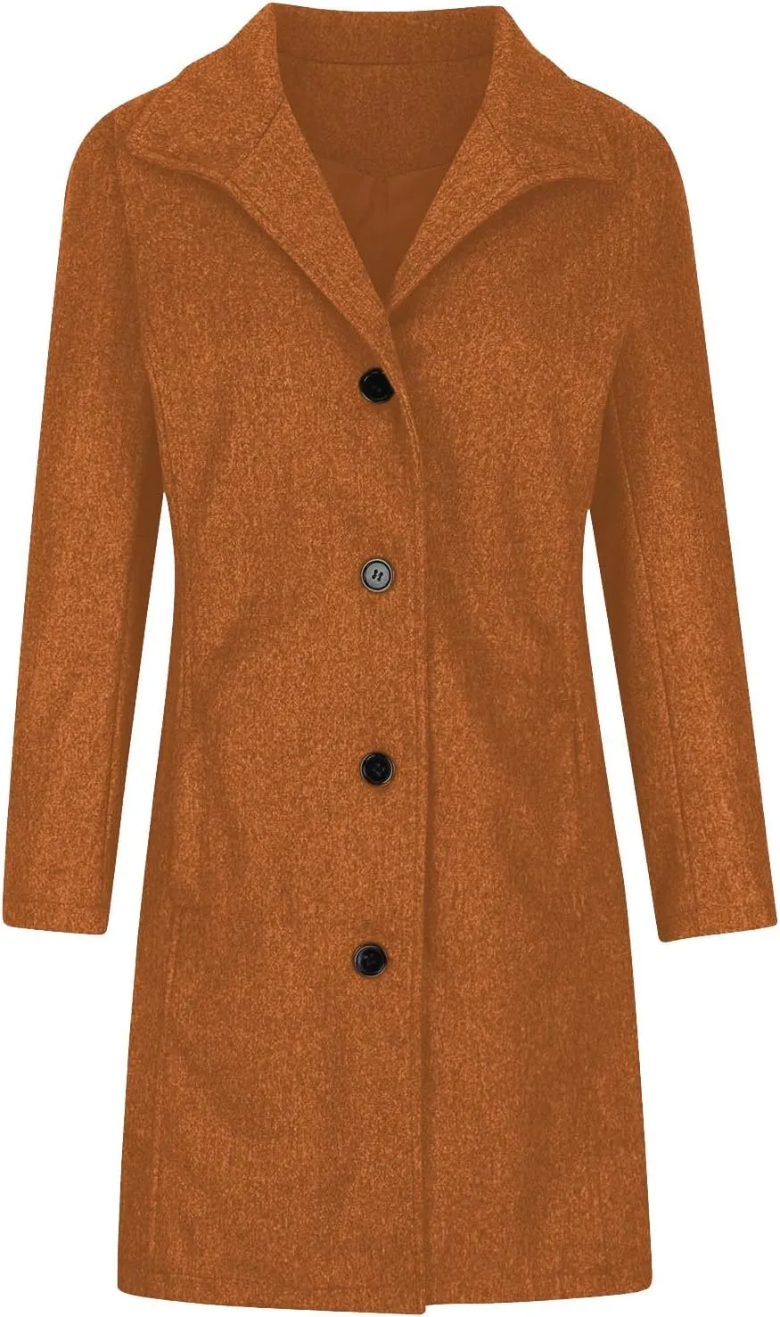 Wool Coats for Women Winter Thicken Wool Blend Pea Coat Stand Collar Single Breasted Casual Trench Coat Overcoat