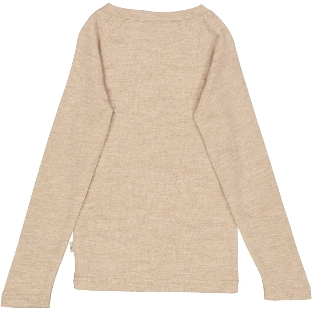 Wool T-Shirt LS - khaki melange