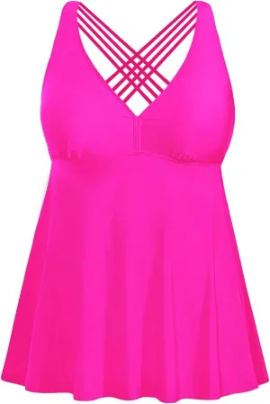 Yonique Plus Size Tankini Tops for Women No Bottom Flowy Bathing Suit Top V Neck Swim Top