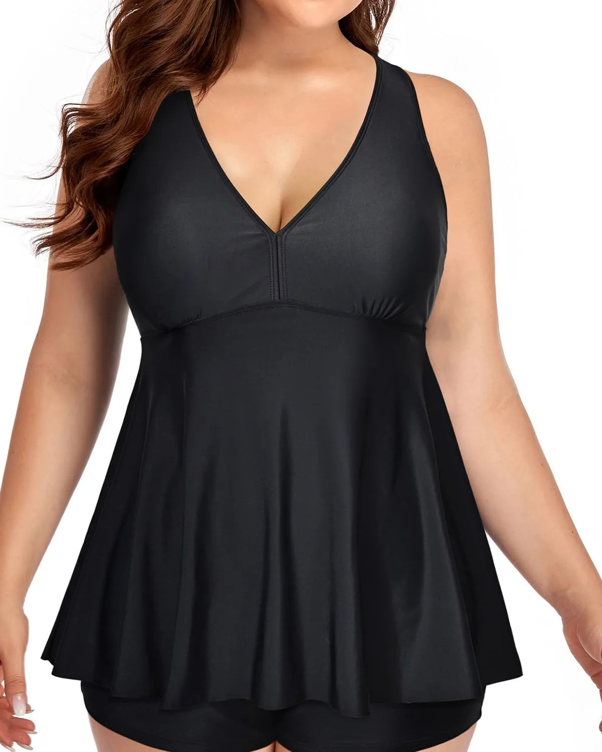 Yonique Plus Size Tankini Tops for Women No Bottom Flowy Bathing Suit Top V Neck Swim Top