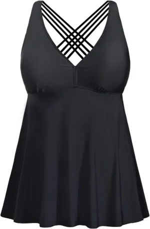 Yonique Plus Size Tankini Tops for Women No Bottom Flowy Bathing Suit Top V Neck Swim Top