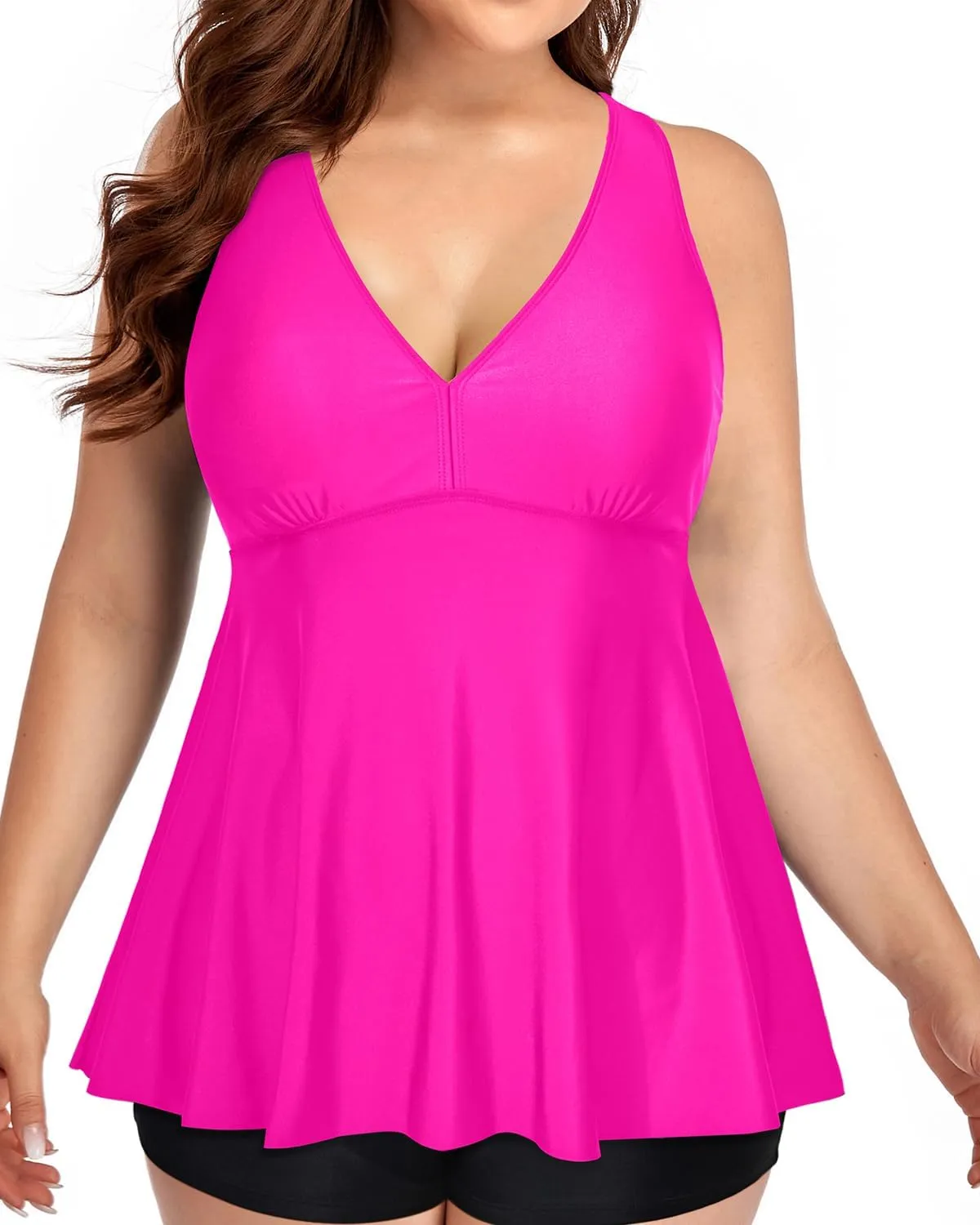 Yonique Plus Size Tankini Tops for Women No Bottom Flowy Bathing Suit Top V Neck Swim Top