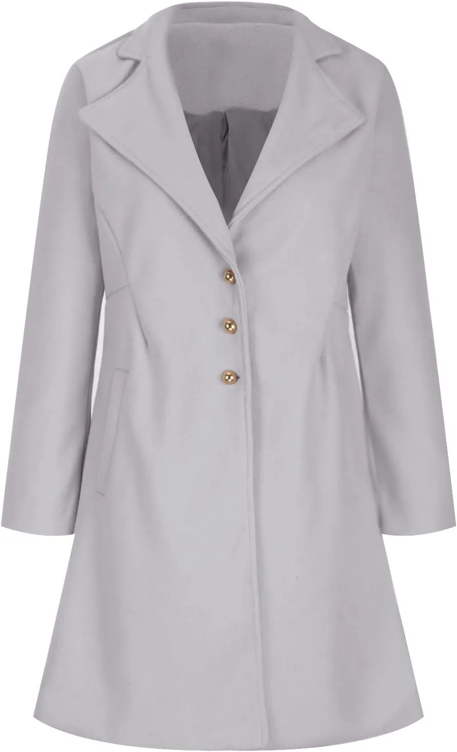 YRAETENM Winter Coats for Women Elegant Single Breasted Long Wool Coat Overcoat Casual Slim Fit Lapel Collar Trench Coats