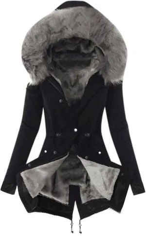 YRAETENM Winter Jackets for Women Sherpa Lined Faux Fur Hooded Mid Long Safari Parka Coat Warm Thicken Hooded Trench Coats