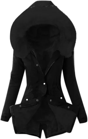 YRAETENM Winter Jackets for Women Sherpa Lined Faux Fur Hooded Mid Long Safari Parka Coat Warm Thicken Hooded Trench Coats