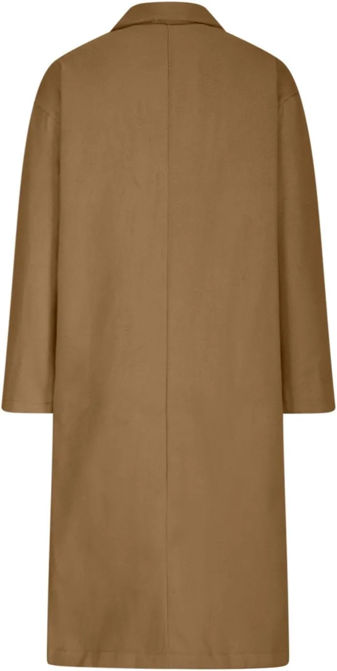 YRAETENM Winter Trench Coat Women Classic Double Breasted Wool Pea Coat Fashion Elegant Notched Lapel Warm Overcoat Jacket