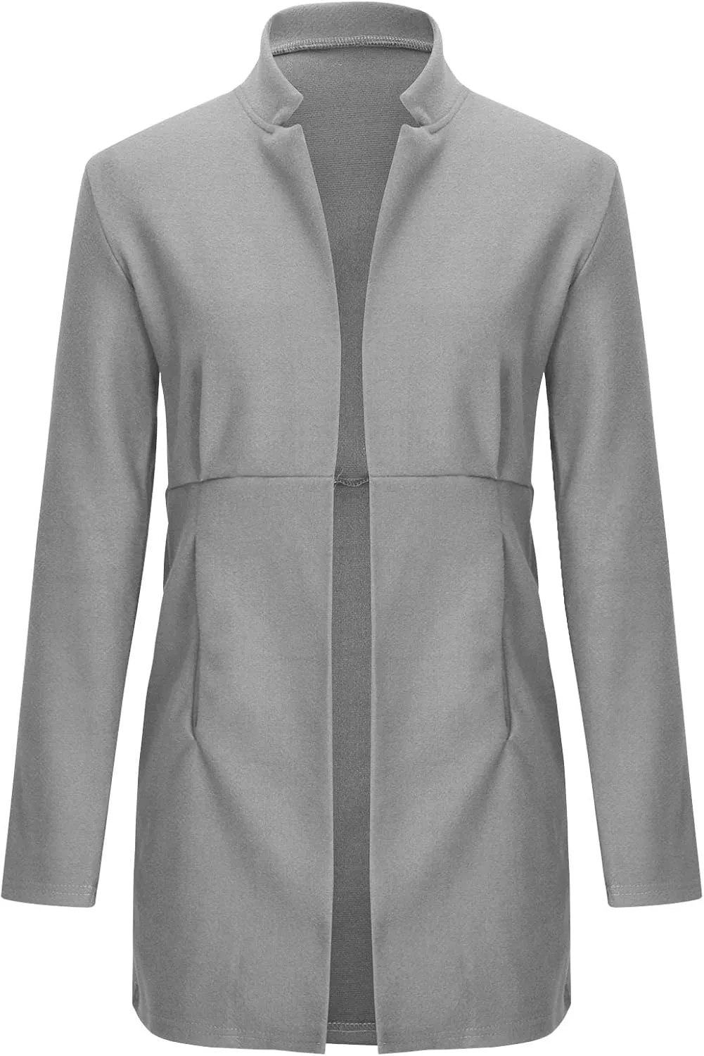 YRAETENM Women Winter Wool Jacket Fall Tailored Open Front Blazer Pea Coat Work Office Woolen Mid Long Cardigan Trench Coat