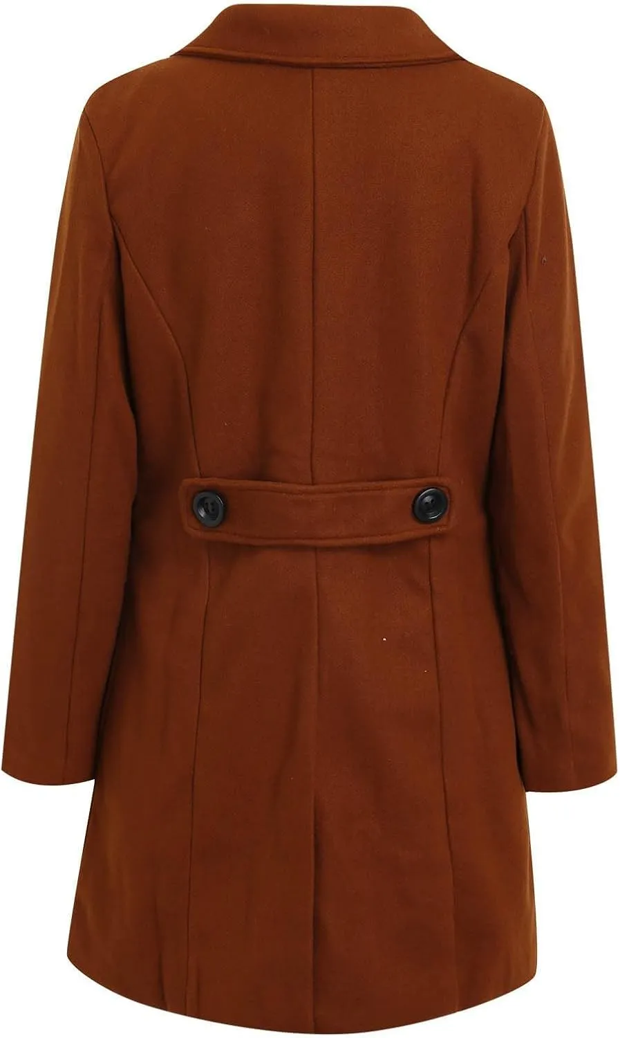 YRAETENM Women's Plus Size Long Winter Coats Notch Lapel Double Breasted Trench Coats Casual Mid Long Pea Coat with Pockets
