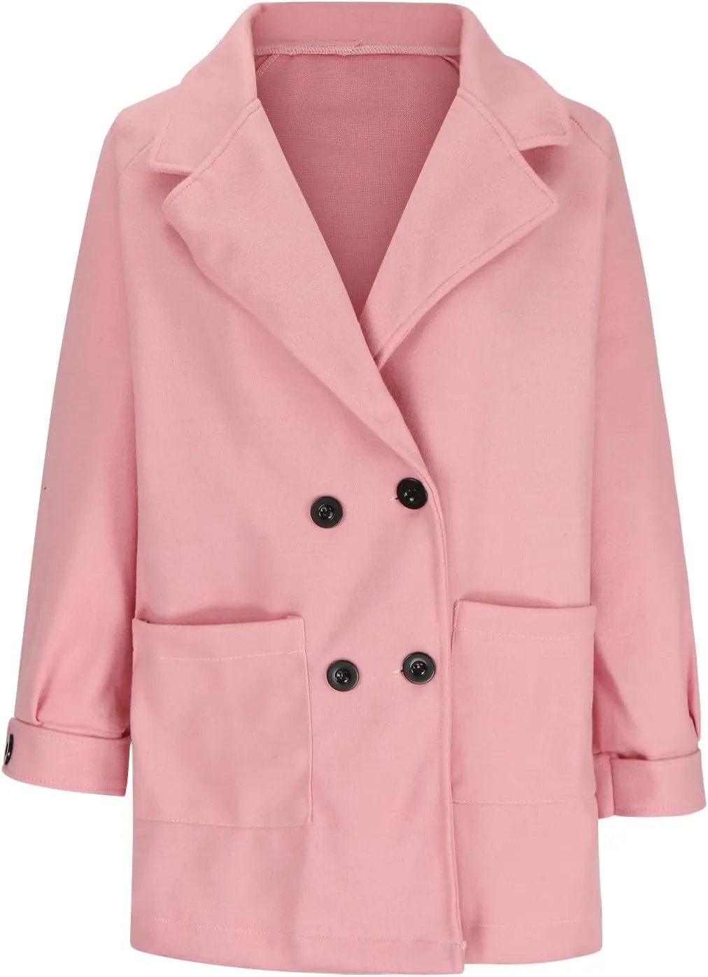 YRAETENM Women's Trench Coats Elegant Notched Lapel Double Breasted Wool Blend Coats Casual Winter Long Jackets with Pockets