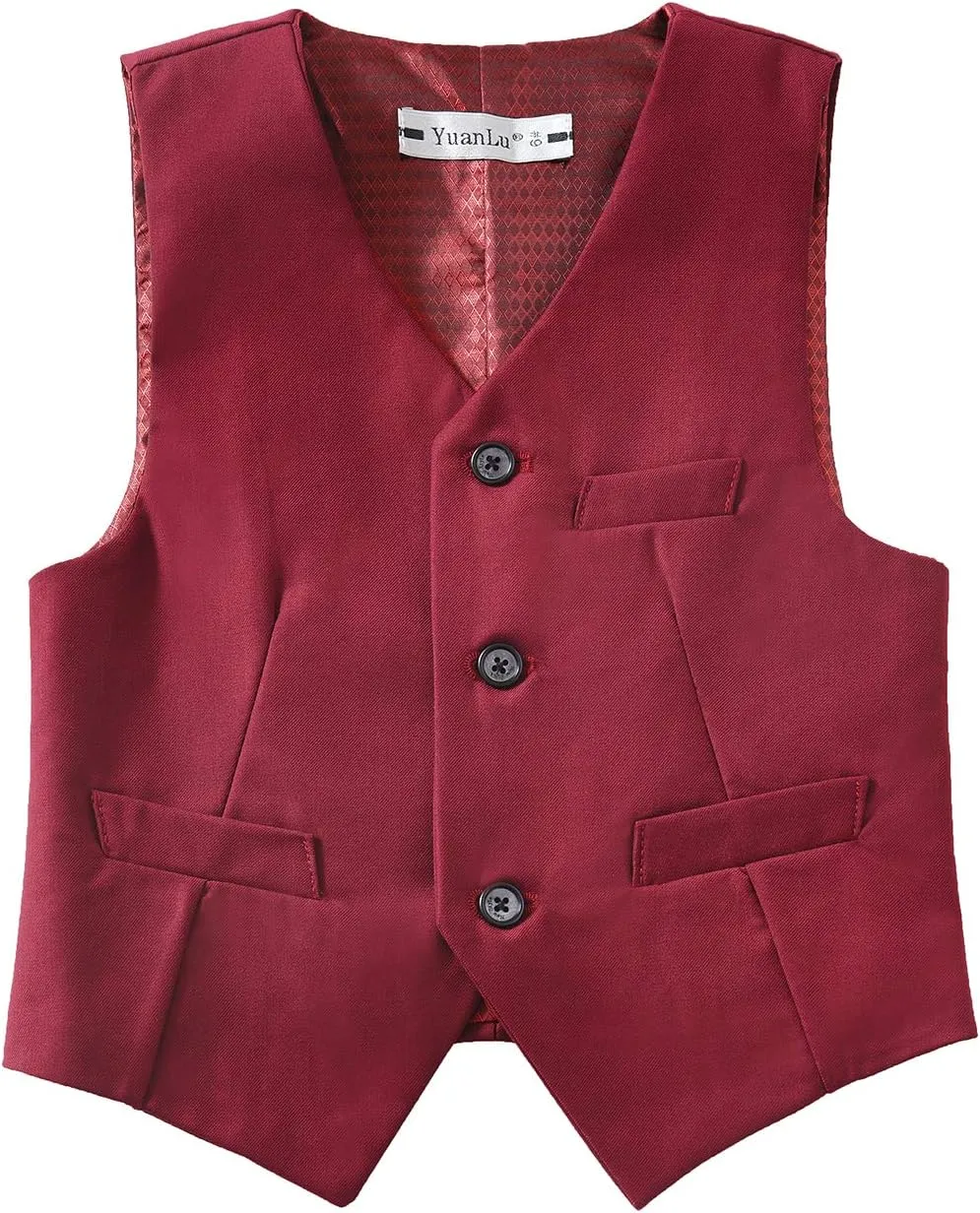 YuanLu Kids Suits for Boys Tuxedo Wedding Ring Bearer Outfit Boy Toddler Suit Formal Vest Set