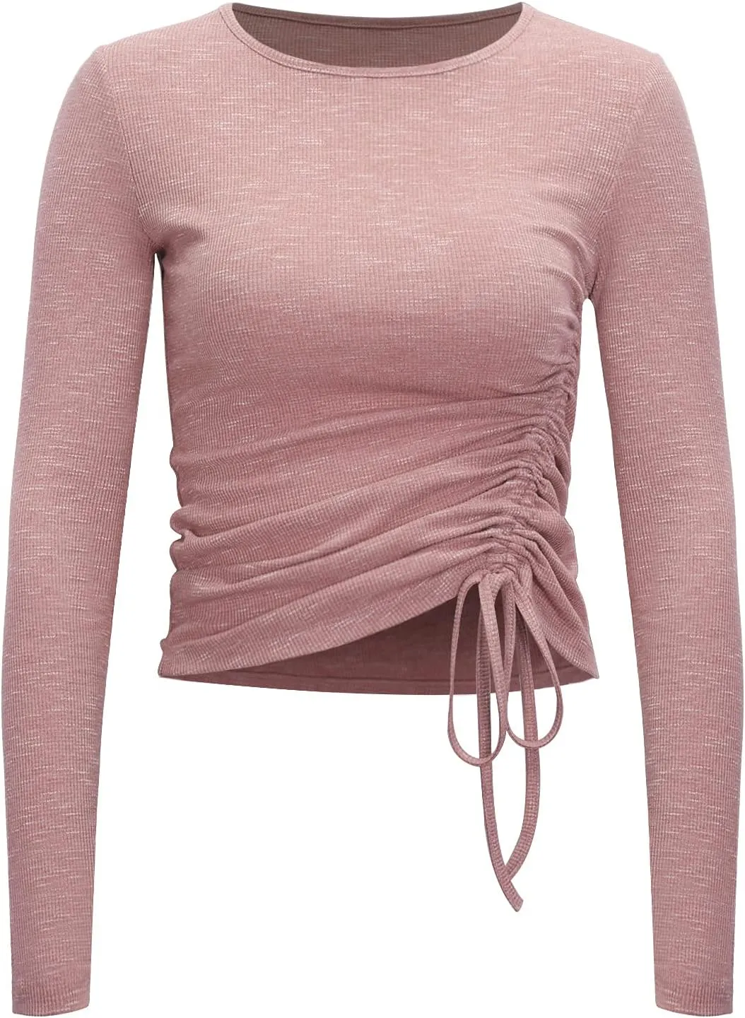 Zengjo Womens Long/Short Sleeve Workout Tops Ruched Side Yoga Atheltic Shirt Slim Fitted